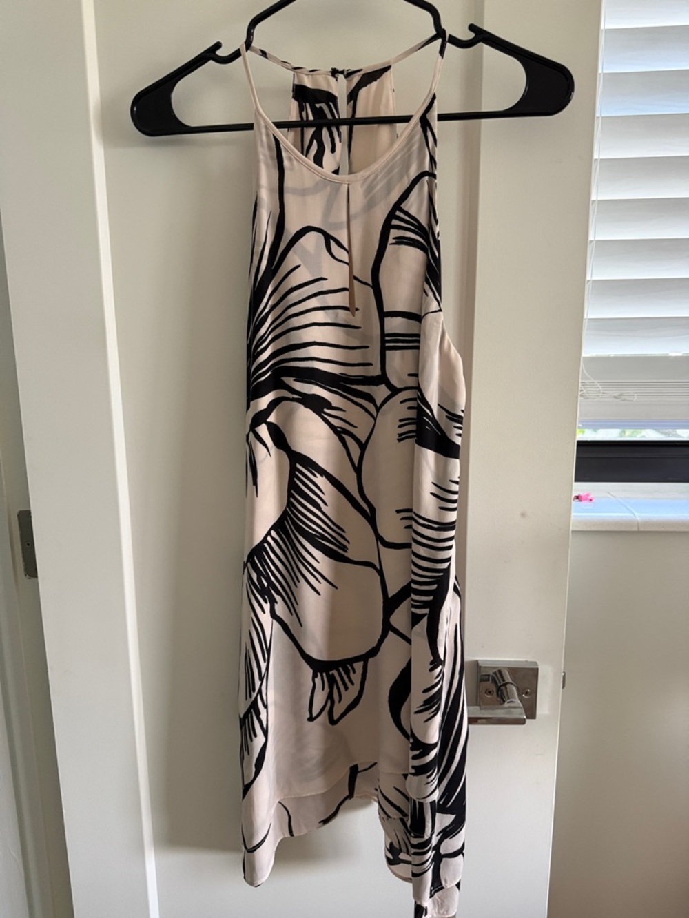 Parker silk Halter Dress with Black Floral Print